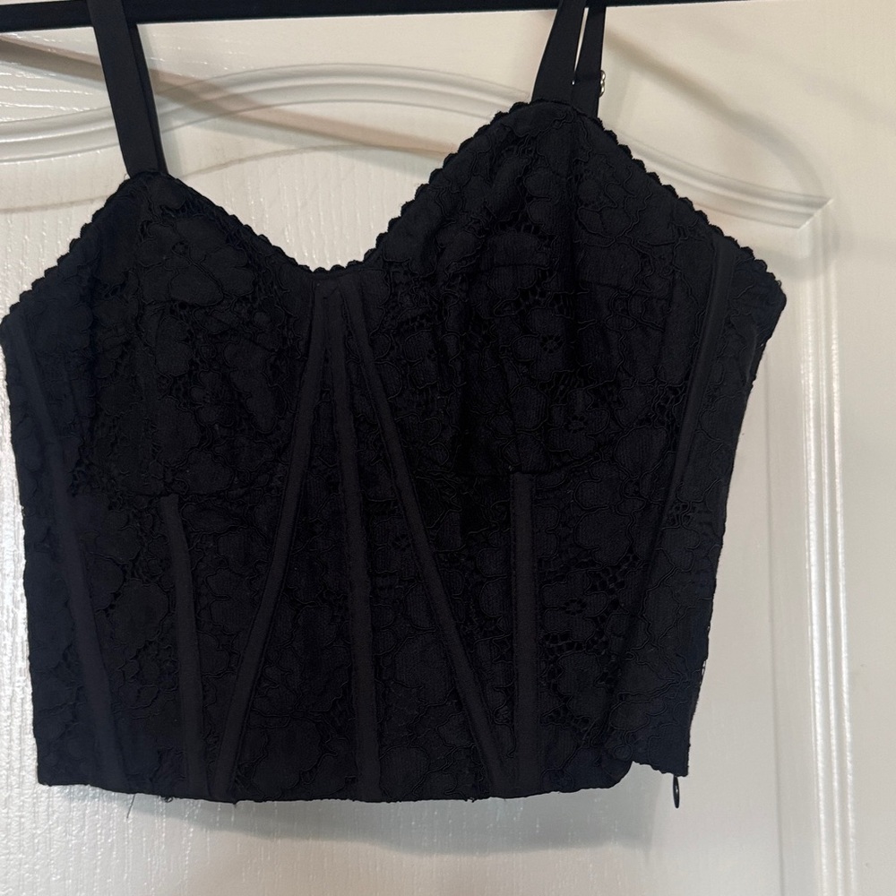 Black Lace Bustier Top